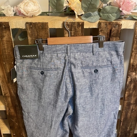 Cubavera pants men’s dark denim linen blue dress nwt Sz W34 L30 - Picture 5 of 9